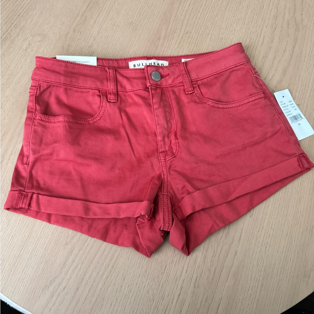 Bullhead Red Jean Shorts Modern Cotton Blend